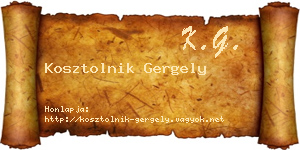 Kosztolnik Gergely névjegykártya